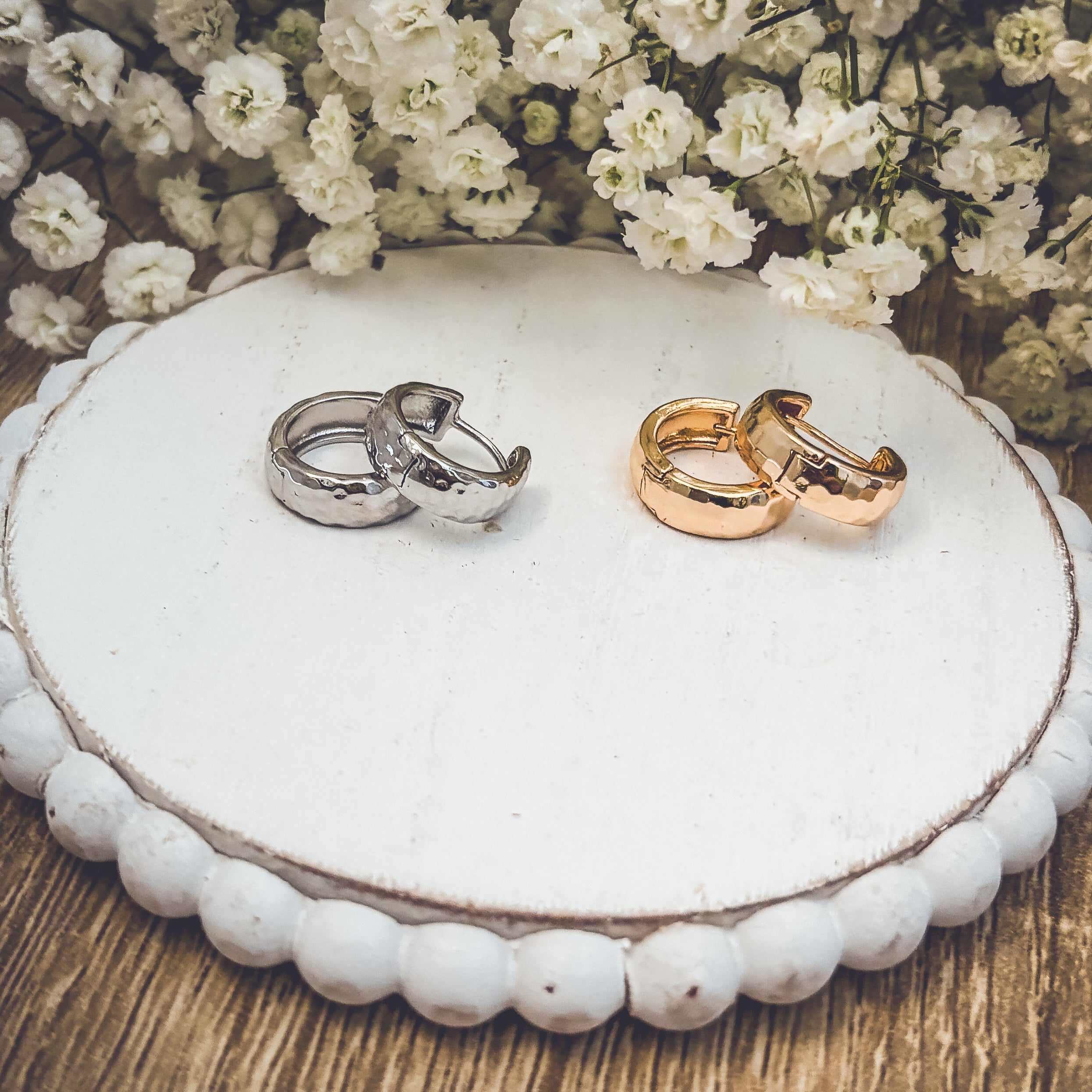 Beautiful Gold or Silver Hammered Hug Earrings